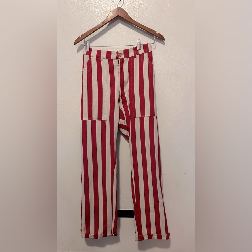 Size Small Big Bud Press Red and White striped Work Pants.